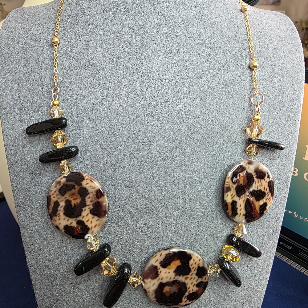Leopard Print Statement Necklace - image 1